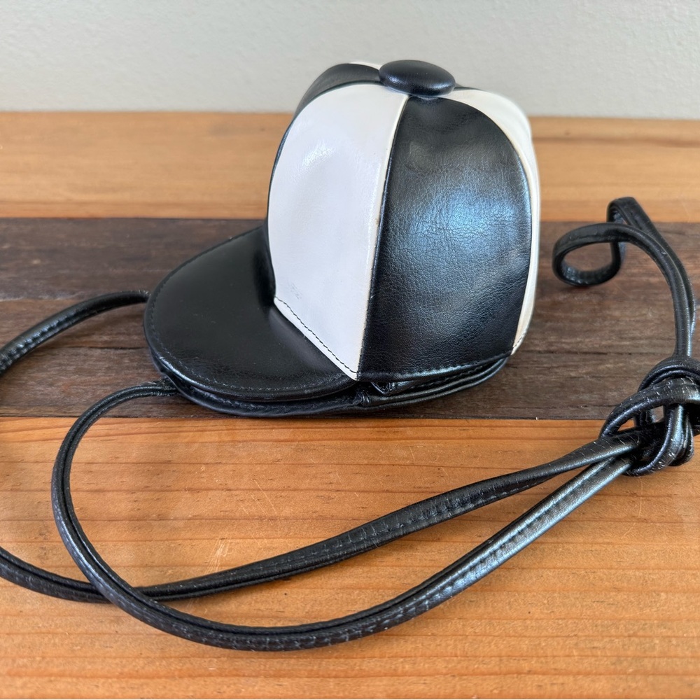 Black and White Mini Crossbody Bag Purse Baseball Cap, Polo Cap, Referee Cap